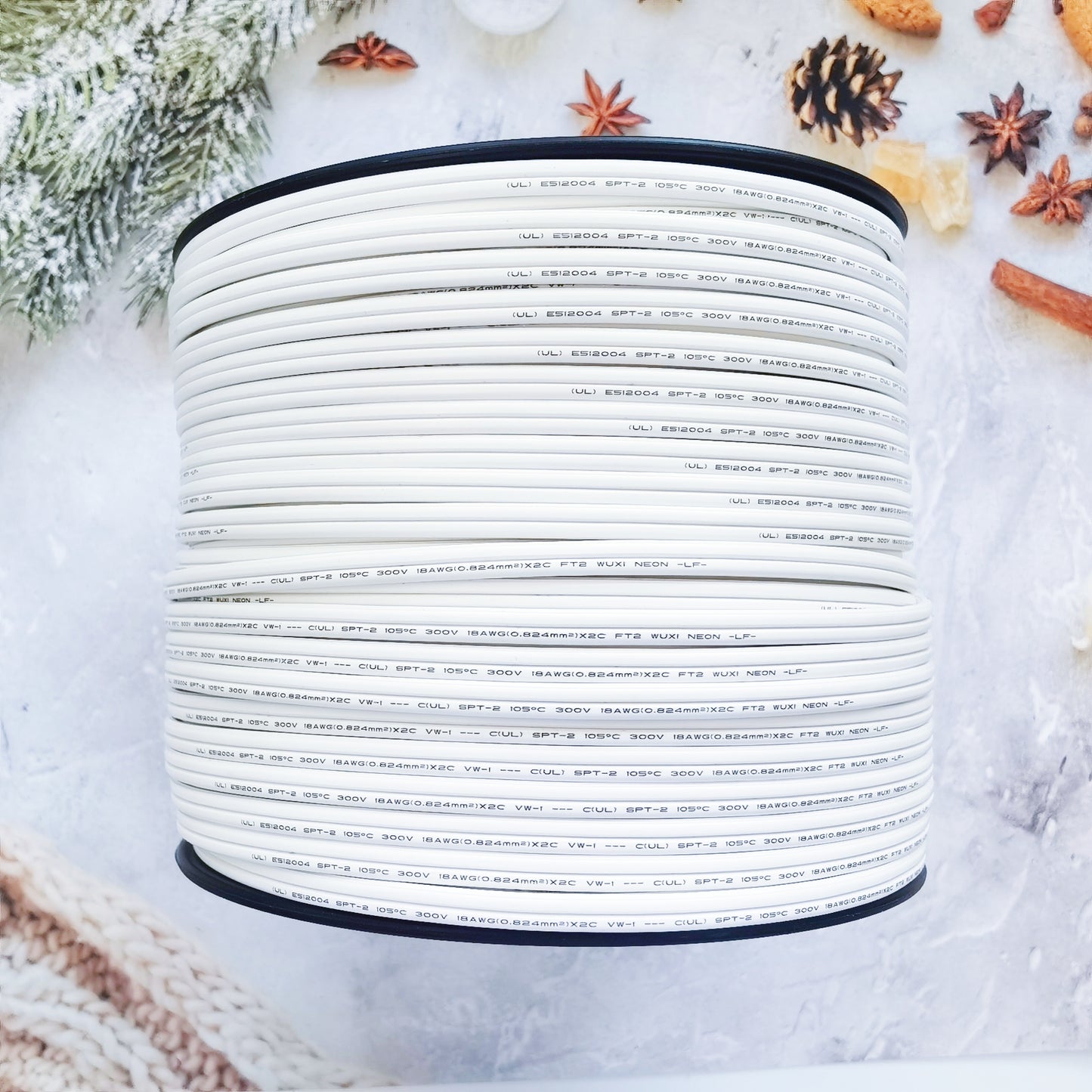 SPT-2 White Wire,Black/White/Green, UL Certified, Christmas Light String extension Cord, Landscape Lighting Cord (1000 ft )