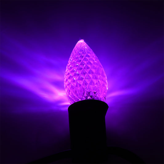 25 Pack C7 Led Replacement Bulbs, Commercial Grade 3 SMD LEDs in Each C7 Faceted Lights Bulb for Outdoor String Lights Decoration (purple)