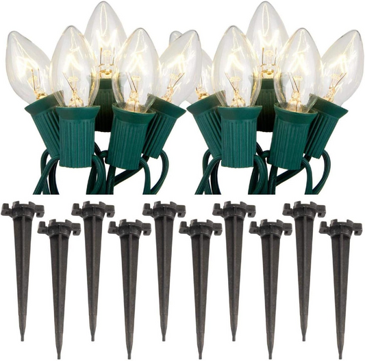 Plastic Light Stakes, 4.5 Inch Christmas Yard Stakes for C7 C9 Christmas Lights Outdoor-50pcs
