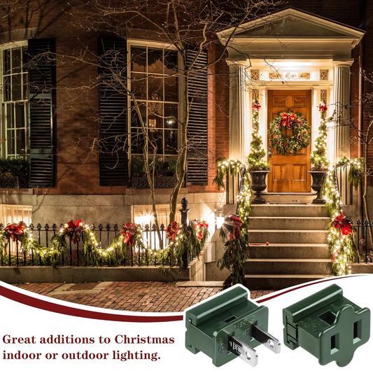 Christmas Female and Male Slip Plug Electrical Vampire Plug Lighting Outlet Green Zip Plug Gilbert Plug Male Female Slide Plug Inline Plug Adapter for Xmas Holiday Party (SPT-1, 25 Pieces)