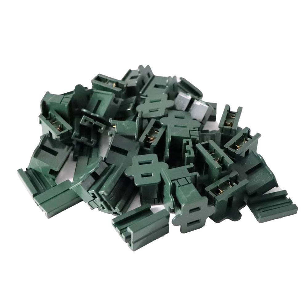 Christmas Female and Male Slip Plug Electrical Vampire Plug Lighting Outlet Green Zip Plug Gilbert Plug Male Female Slide Plug Inline Plug Adapter for Xmas Holiday Party (SPT-1, 25 Pieces)