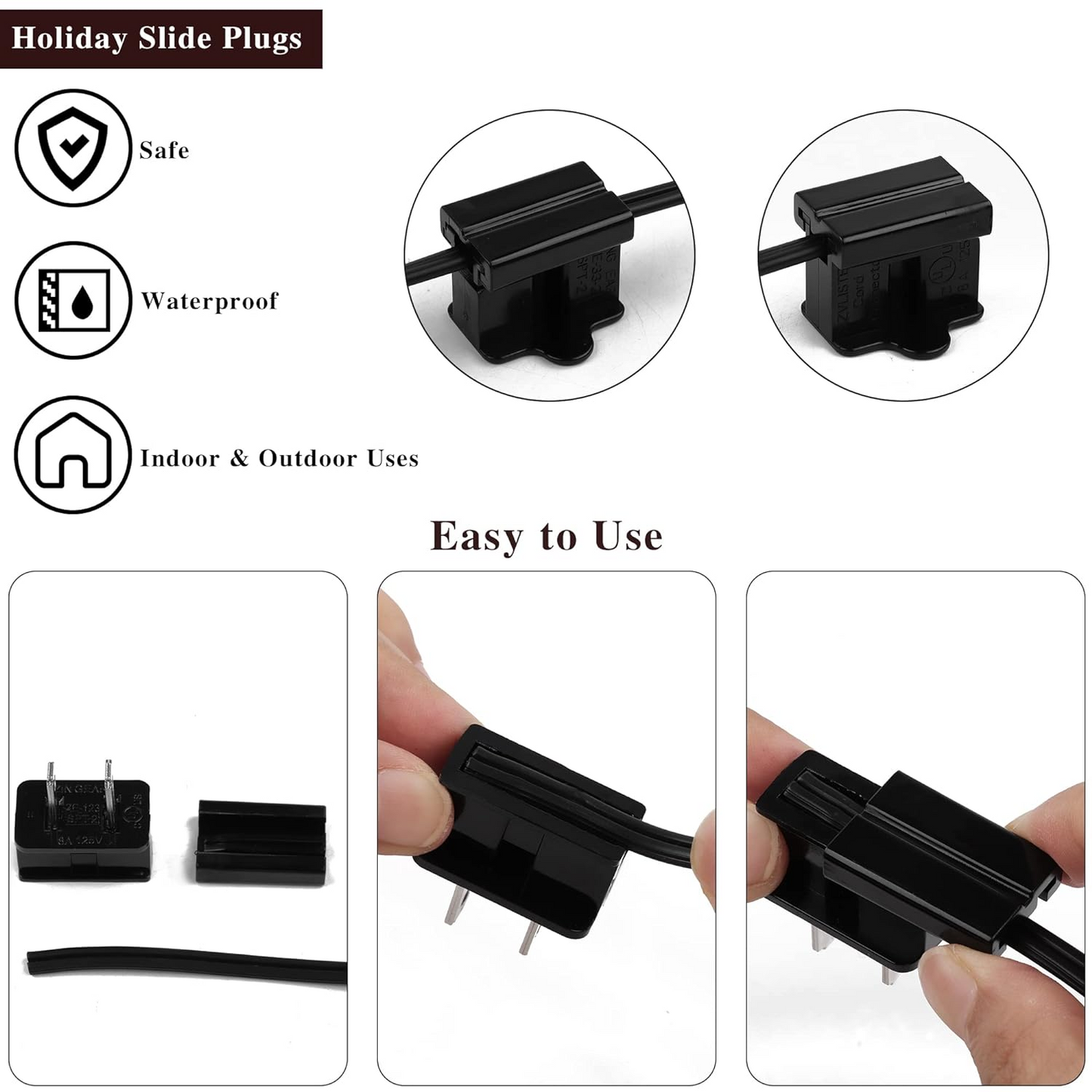 Christmas Female and Male Slip Plug Electrical Vampire Plug Lighting Outlet Green Zip Plug Gilbert Plug Male Female Slide Plug Inline Plug Adapter for Xmas Holiday Party (SPT-1, 25 Pieces)