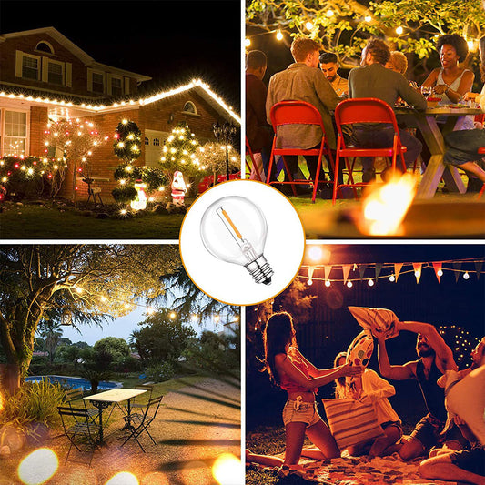 PET plastic G40 bulb retro spherical E12 warm white light festival decorative lighting bulb G40 filament bulb