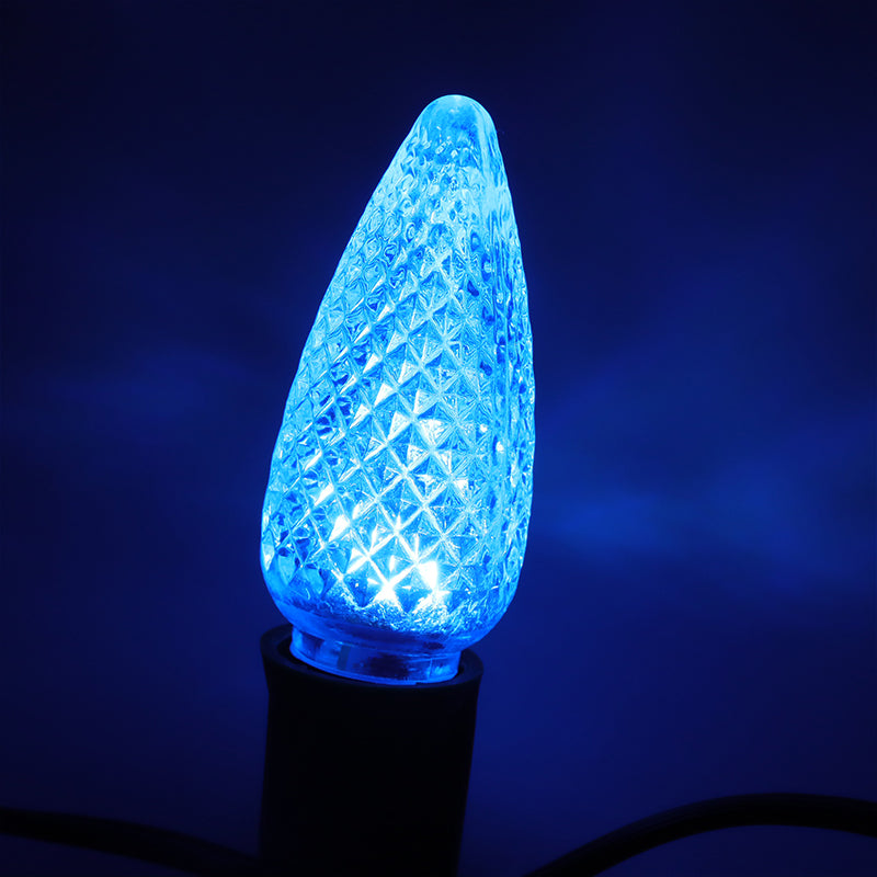 25 Pack C9 LED Replacement Christmas Light Bulb, C9 Shatterproof LED Bulb for Christmas String Light, E17 Intermediate Base, Commercial Grade Bulbs, 5 Diode (LED's-Water blue)