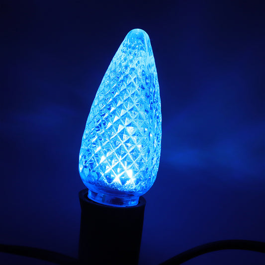 25 Pack C9 LED Replacement Christmas Light Bulb, C9 Shatterproof LED Bulb for Christmas String Light, E17 Intermediate Base, Commercial Grade Bulbs, 5 Diode (LED's-Water blue)