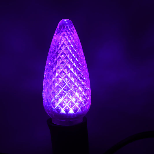 25 Pack C9 LED Replacement Christmas Light Bulb, C9 Shatterproof LED Bulb for Christmas String Light, E17 Intermediate Base, Commercial Grade Bulbs, 5 Diode (LED's-purple)