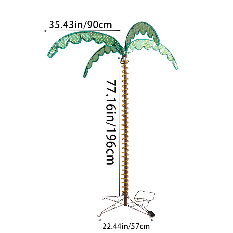 7FT LED Lighted Palm Tree for Outside Patio, Hawaii-Style Lighted Coconut Palm Tree, Outdoor & Indoor Holiday Decoration for Backyard, Poolside, Garden, Terrace