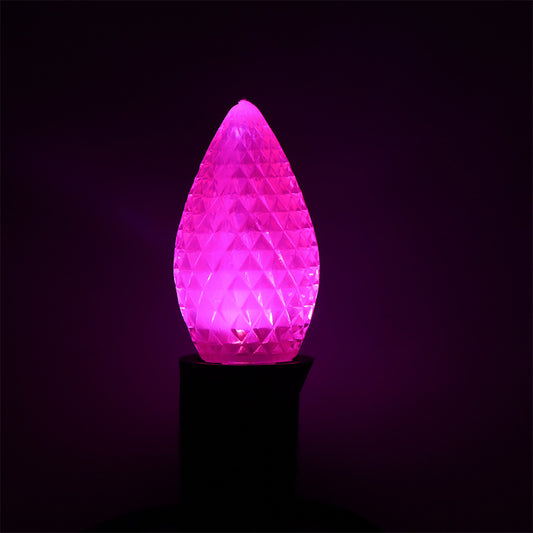 25 Pack C7 Led Replacement Bulbs, Commercial Grade 3 SMD LEDs in Each C7 Faceted Lights Bulb for Outdoor String Lights Decoration (pink)