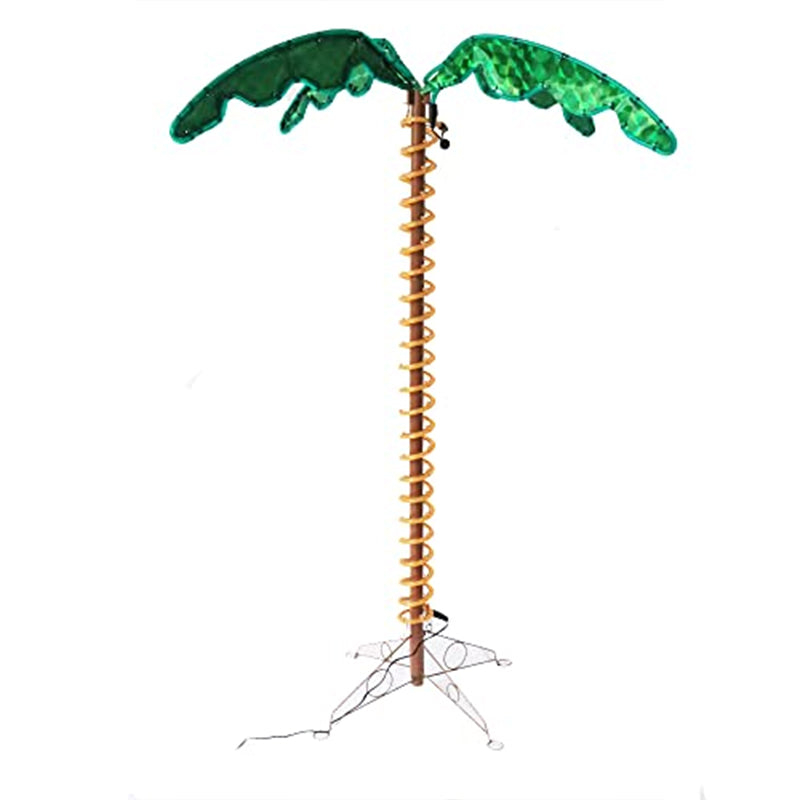 7FT LED Lighted Palm Tree for Outside Patio, Hawaii-Style Lighted Coconut Palm Tree, Outdoor & Indoor Holiday Decoration for Backyard, Poolside, Garden, Terrace