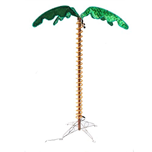 7FT LED Lighted Palm Tree for Outside Patio, Hawaii-Style Lighted Coconut Palm Tree, Outdoor & Indoor Holiday Decoration for Backyard, Poolside, Garden, Terrace