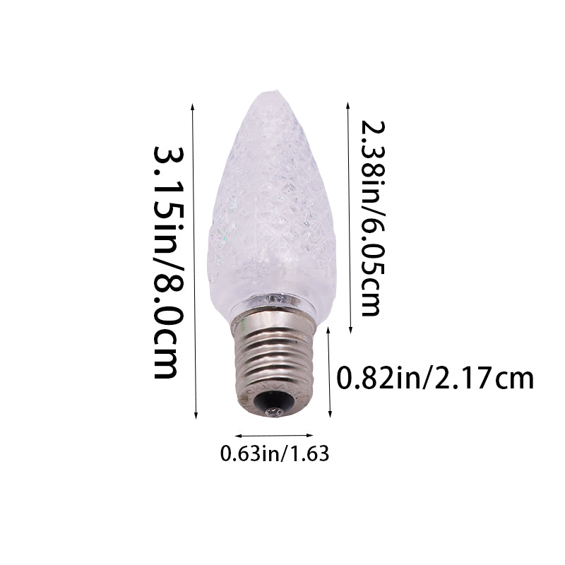 25 Pack C9 LED Replacement Christmas Light Bulb, C9 Shatterproof LED Bulb for Christmas String Light, E17 Intermediate Base, Commercial Grade Bulbs, 5 Diode (LED's-Warm Whie)