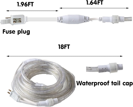 Rope Lights 18ft 216 LED, 120V UL Listed Plugin Rope Lights Connectable Indoor and Outdoor Flexible LED Tube Lights for Holiday, Garden, Yard, Corridor and Patio Decor(Green)