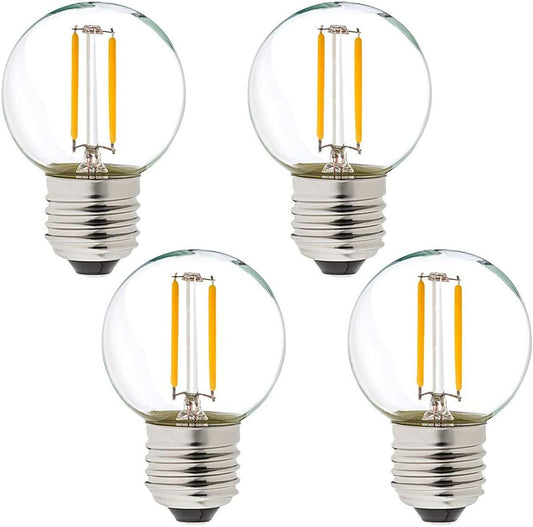 Lxcom Lighting 1W G40 Edison LED Filament Globe Light Bulbs Dimmable(4 Pack)- E26/E27 Base Antique Decorative String LED Lamp Warm White 2700K 10W Equivalent Vintage Lights,AC110V-130V