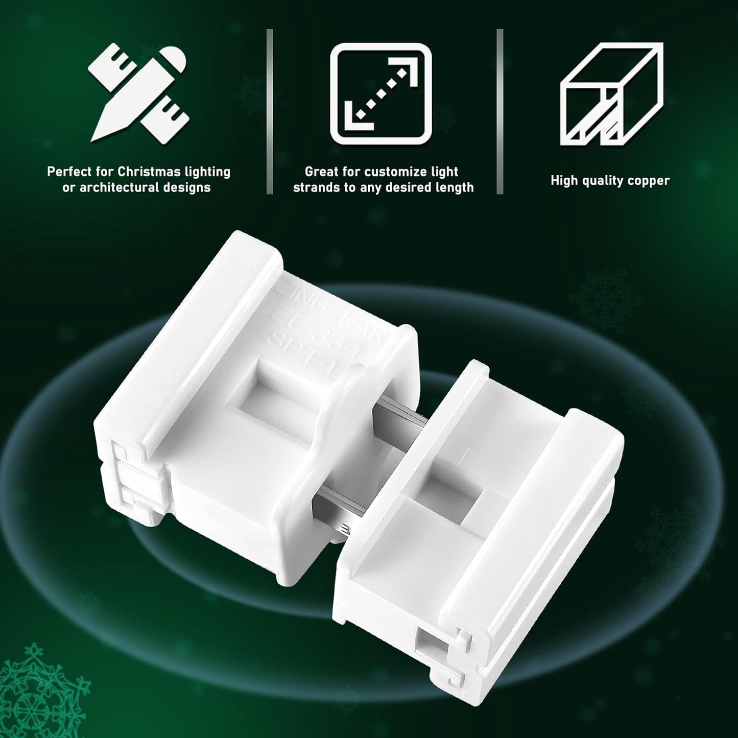 Christmas Female and Male Slip Plug Electrical Vampire Plug Lighting Outlet Green Zip Plug Gilbert Plug Male Female Slide Plug Inline Plug Adapter for Xmas Holiday Party (SPT-1, 25 Pieces)