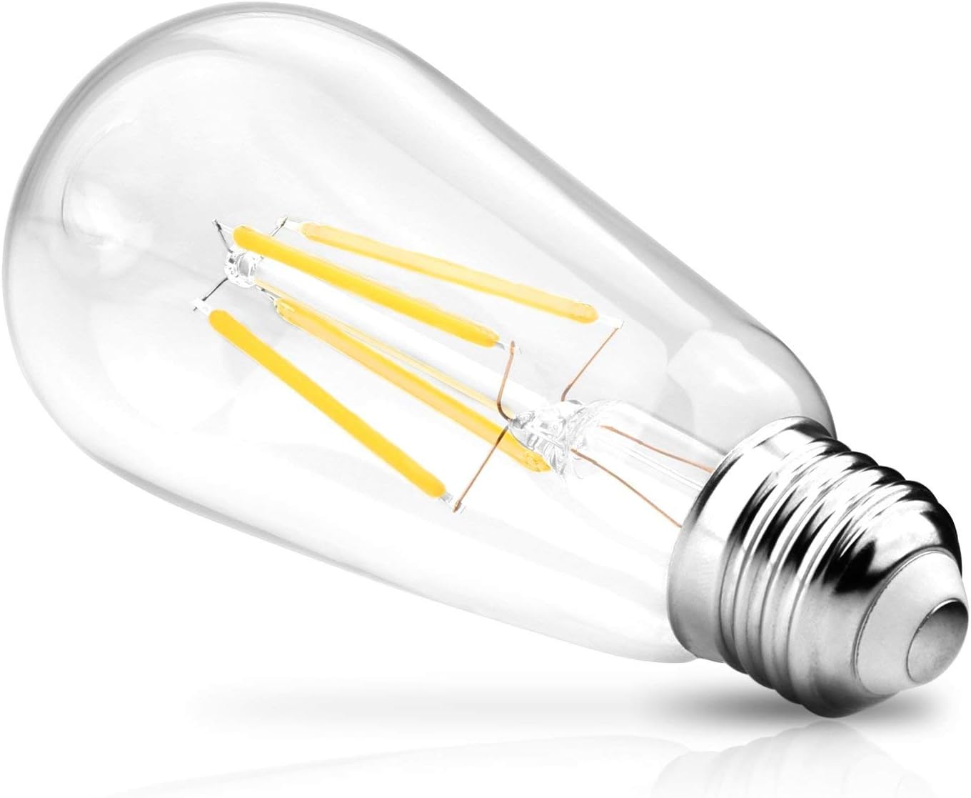 Vintage LED Edison Bulbs, 4W-6W-8W, Three light color options - warm yellow 3000k- Natural light 4000k- White light -6500k , E26 Medium Base, Non Dimmable, Clear Glass, Pack of 6