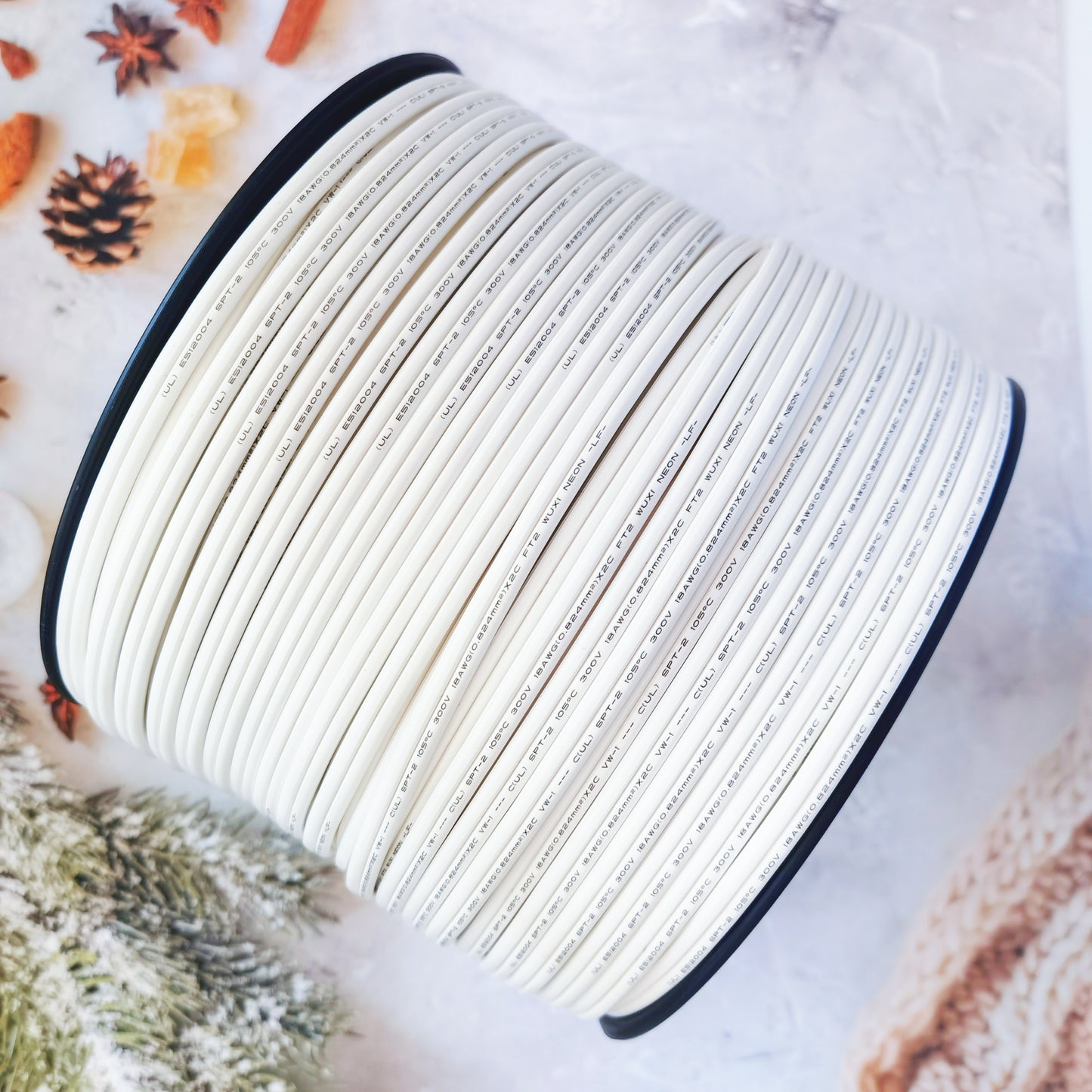 SPT-2 White Wire,Black/White/Green, UL Certified, Christmas Light String extension Cord, Landscape Lighting Cord (1000 ft )