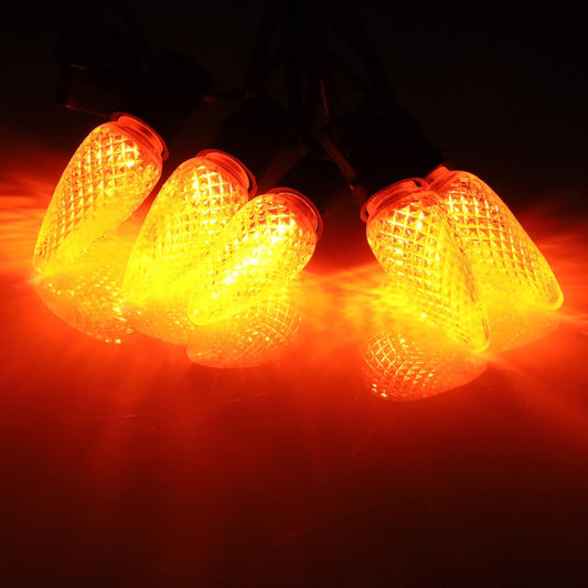 25 Pack C9 LED Replacement Christmas Light Bulb, C9 Shatterproof LED Bulb for Christmas String Light, E17 Intermediate Base, Commercial Grade Bulbs, 5 Diode (LED's-Orange)