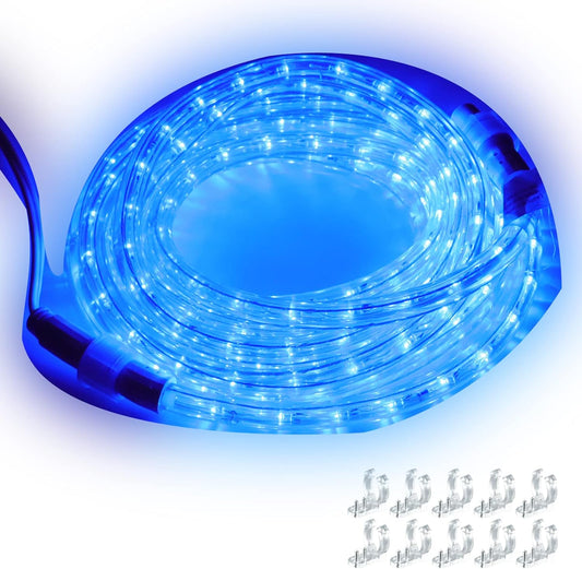 Rope Lights 18ft 216 LED, 120V UL Listed Plugin Rope Lights Connectable Indoor and Outdoor Flexible LED Tube Lights for Holiday, Garden, Yard, Corridor and Patio Decor(Blue)