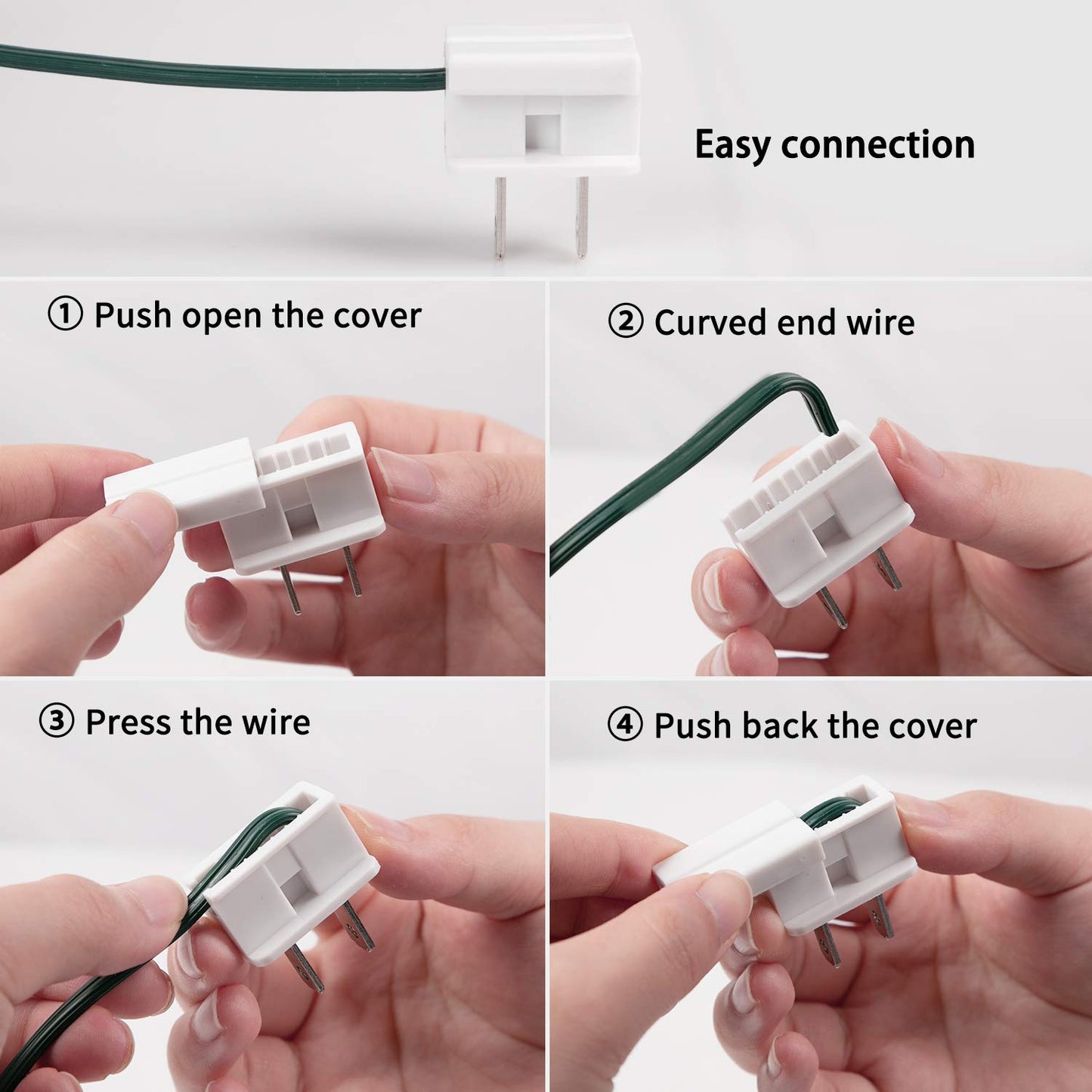 Christmas Female and Male Slip Plug Electrical Vampire Plug Lighting Outlet Green Zip Plug Gilbert Plug Male Female Slide Plug Inline Plug Adapter for Xmas Holiday Party (SPT-1, 25 Pieces)
