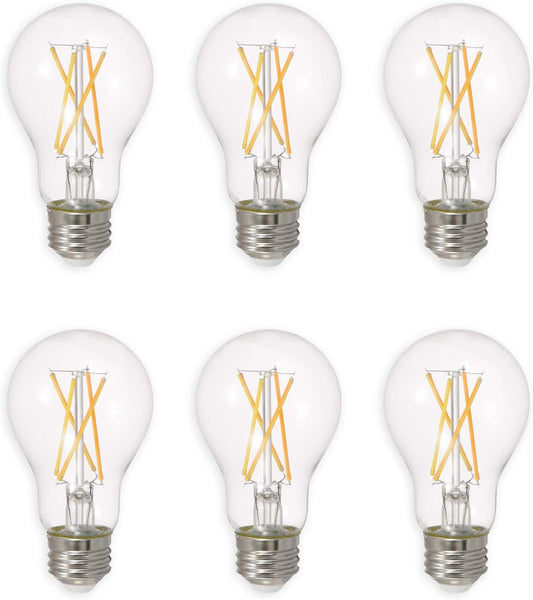 LED TruWave Natural Series Light Bulb, 60W Equivalent, Efficient 8W A19, Medium Base, Dimmable, 800 Lumens, 2700K, Soft White, Clear - 6 Count (Pack of 1) (40806)