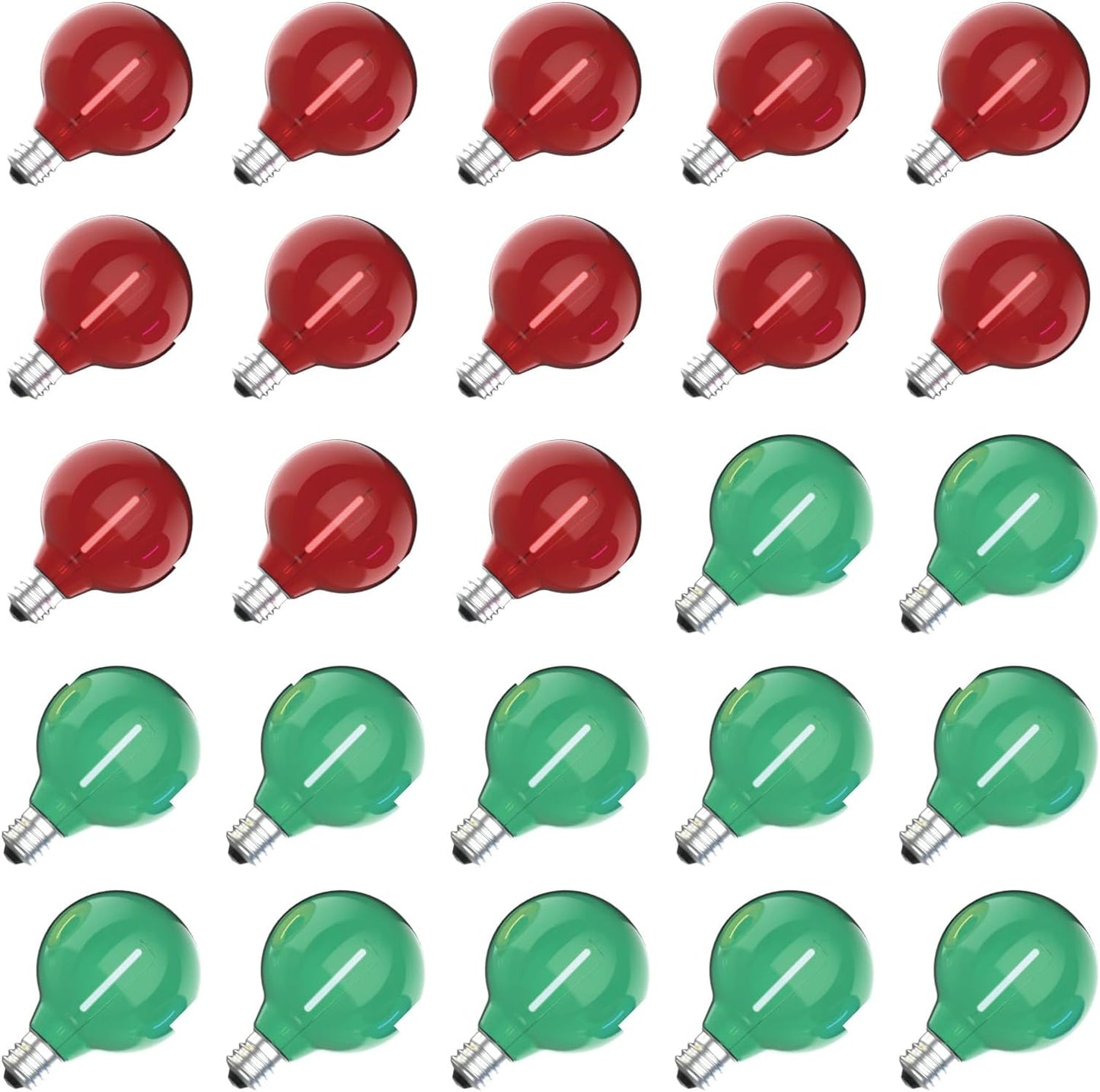G40 Led Replacement Light Bulbs, E12 Screw Base Shatterproof Globe Bulbs for Outdoor String Lights, 1Watt Equvalent to 5 Watt Incandescent Bulbs,Warm White, 25Pack