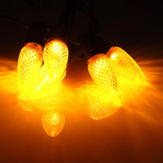 25 Pack C9 LED Replacement Christmas Light Bulb, C9 Shatterproof LED Bulb for Christmas String Light, E17 Intermediate Base, Commercial Grade Bulbs, 5 Diode (LED's-Yellow)