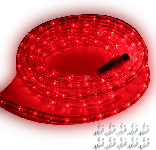 Rope Lights 18ft 216 LED, 120V UL Listed Plugin Rope Lights Connectable Indoor and Outdoor Flexible LED Tube Lights for Holiday, Garden, Yard, Corridor and Patio Decor(Red)