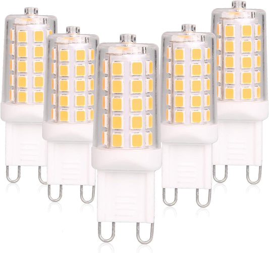 G9 LED Bulb Dimmable 4W, 40 Watt T4 G9 Halogen Equivalent, 2700K Soft Warm White, 120V No-Flicker, Chandelier Lighting 450LM (5 Pack)
