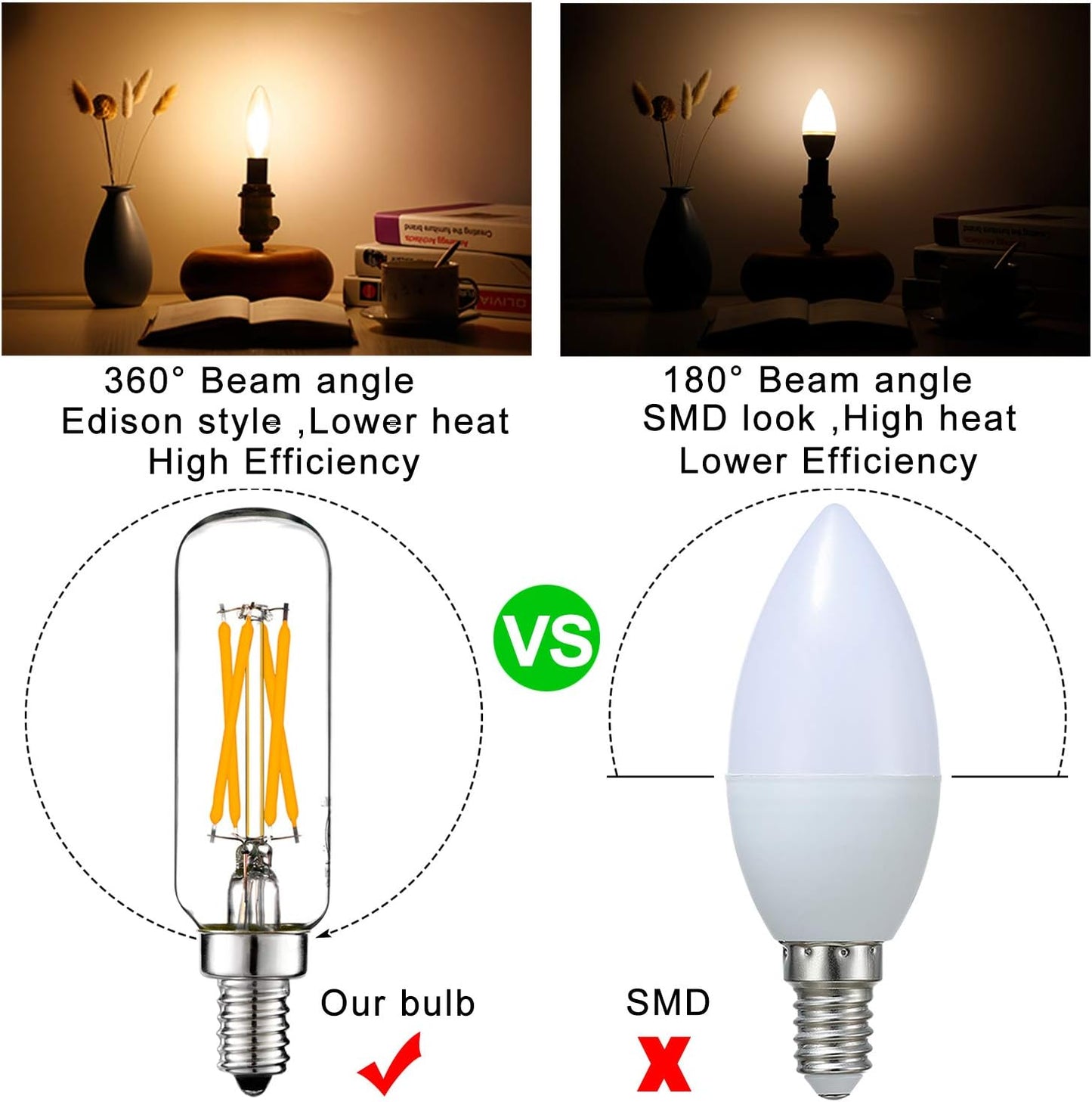 LED Bulb Dimmable 6W Equal Warm White 2700K T6 T25 E12 Candelabra Bulb 60 watt for Chandeliers,Ceiling Fan,Pendant,Wall sconces AC120V 600LM e12 Light Bulb 6Pack