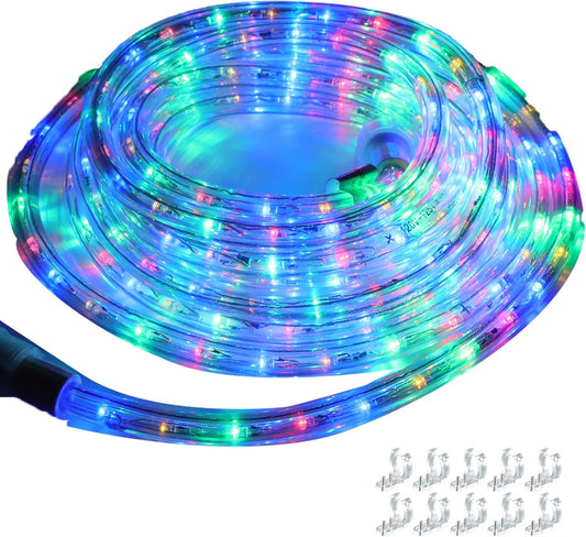 Rope Lights 18ft 216 LED, 120V UL Listed Plugin Rope Lights Connectable Indoor and Outdoor Flexible LED Tube Lights for Holiday, Garden, Yard, Corridor and Patio Decor(Multicolor)