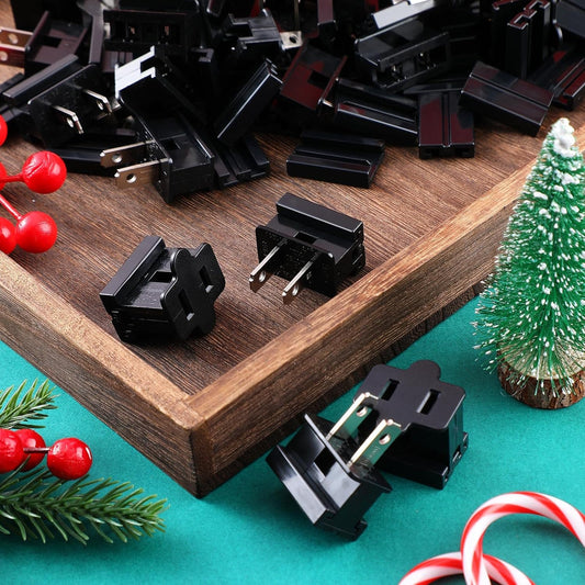 Christmas Female and Male Slip Plug Electrical Vampire Plug Lighting Outlet Green Zip Plug Gilbert Plug Male Female Slide Plug Inline Plug Adapter for Xmas Holiday Party (SPT-1, 25 Pieces)