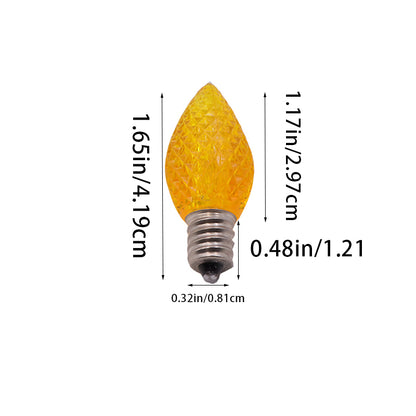 25 Pack C7 Led Replacement Bulbs, Commercial Grade 3 SMD LEDs in Each C7 Faceted Lights Bulb for Outdoor String Lights Decoration (Yellow)