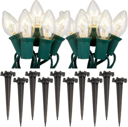 Plastic Light Stakes, 4.5 Inch Christmas Yard Stakes for C7 C9 Christmas Lights Outdoor-50pcs