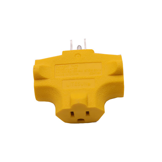 Outlet Extender [UL Listed] 3 Way Electrical Splitter - 3 T-Shaped Adapter Outdoor Power Splitter Grounded Wall Tap Adapter Heavy Duty (4, Yellow)