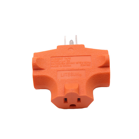 Outlet Extender [UL Listed] 3 Way Electrical Splitter - 3 T-Shaped Adapter Outdoor Power Splitter Grounded Wall Tap Adapter Heavy Duty (4, Orange)