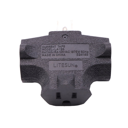 Outlet Extender [UL Listed] 3 Way Electrical Splitter - 3 T-Shaped Adapter Outdoor Power Splitter Grounded Wall Tap Adapter Heavy Duty (4, green/black/white/yellow/orange)
