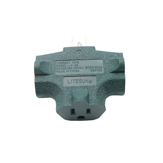 Outlet Extender [UL Listed] 3 Way Electrical Splitter - 3 T-Shaped Adapter Outdoor Power Splitter Grounded Wall Tap Adapter Heavy Duty (4, green)