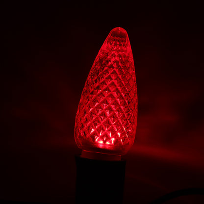 25 Pack C9 LED Replacement Christmas Light Bulb, C9 Shatterproof LED Bulb for Christmas String Light, E17 Intermediate Base, Commercial Grade Bulbs, 5 Diode (LED's-Red)