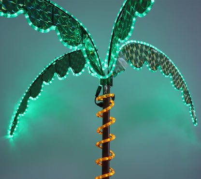 7FT LED Lighted Palm Tree for Outside Patio, Hawaii-Style Lighted Coconut Palm Tree, Outdoor & Indoor Holiday Decoration for Backyard, Poolside, Garden, Terrace