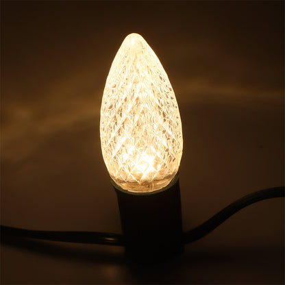 25 Pack C9 LED Replacement Christmas Light Bulb, C9 Shatterproof LED Bulb for Christmas String Light, E17 Intermediate Base, Commercial Grade Bulbs, 5 Diode (LED's-Warm Whie)