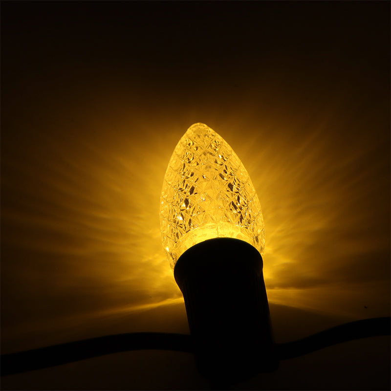 25 Pack C9 LED Replacement Christmas Light Bulb, C9 Shatterproof LED Bulb for Christmas String Light, E17 Intermediate Base, Commercial Grade Bulbs, 5 Diode (LED's-Yellow)