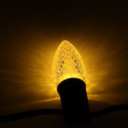 25 Pack C9 LED Replacement Christmas Light Bulb, C9 Shatterproof LED Bulb for Christmas String Light, E17 Intermediate Base, Commercial Grade Bulbs, 5 Diode (LED's-Yellow)