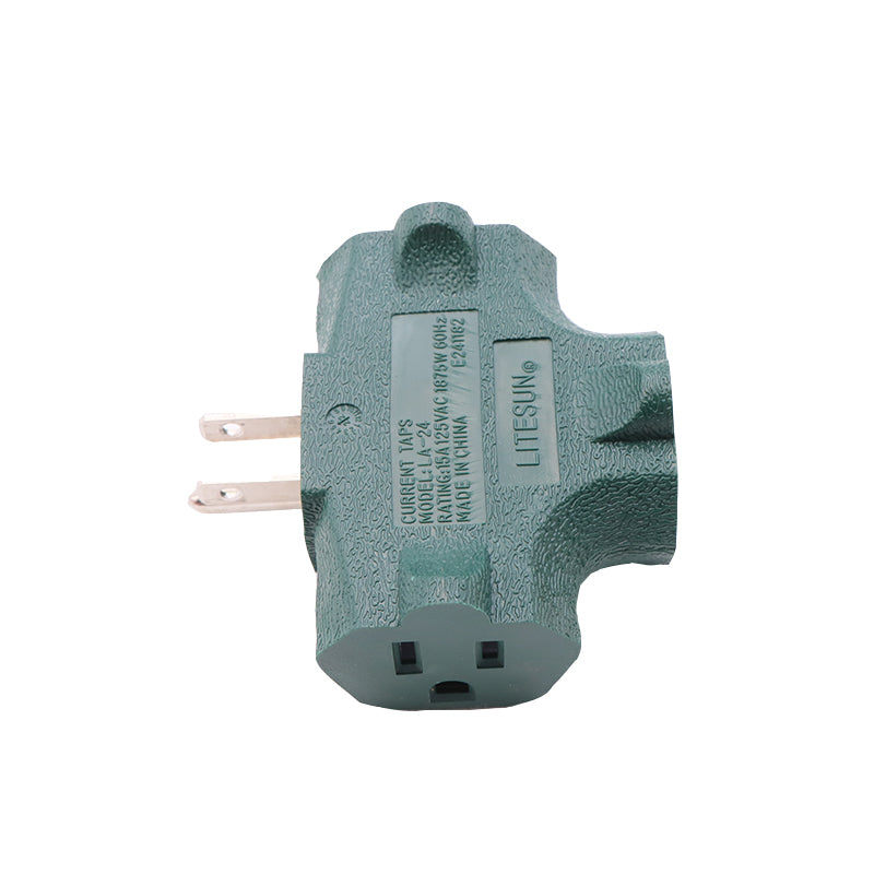 Outlet Extender [UL Listed] 3 Way Electrical Splitter - 3 T-Shaped Adapter Outdoor Power Splitter Grounded Wall Tap Adapter Heavy Duty (4, green)