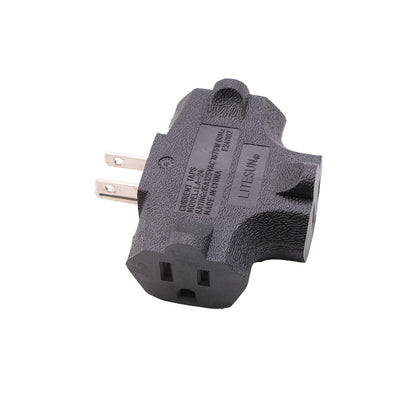 Outlet Extender [UL Listed] 3 Way Electrical Splitter - 3 T-Shaped Adapter Outdoor Power Splitter Grounded Wall Tap Adapter Heavy Duty (4, Black)