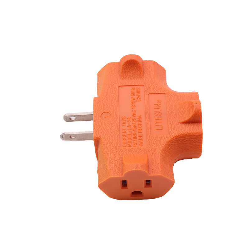 Outlet Extender [UL Listed] 3 Way Electrical Splitter - 3 T-Shaped Adapter Outdoor Power Splitter Grounded Wall Tap Adapter Heavy Duty (4, Orange)