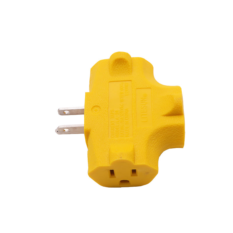Outlet Extender [UL Listed] 3 Way Electrical Splitter - 3 T-Shaped Adapter Outdoor Power Splitter Grounded Wall Tap Adapter Heavy Duty (4, Yellow)
