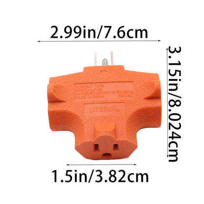 Outlet Extender [UL Listed] 3 Way Electrical Splitter - 3 T-Shaped Adapter Outdoor Power Splitter Grounded Wall Tap Adapter Heavy Duty (4, Orange)