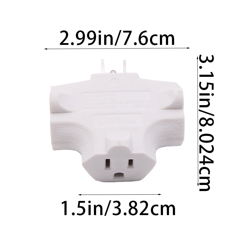 Outlet Extender [UL Listed] 3 Way Electrical Splitter - 3 T-Shaped Adapter Outdoor Power Splitter Grounded Wall Tap Adapter Heavy Duty (4, White)