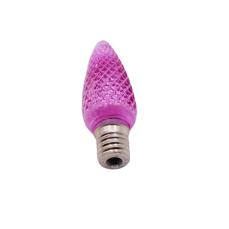 25 Pack C9 LED Replacement Christmas Light Bulb, C9 Shatterproof LED Bulb for Christmas String Light, E17 Intermediate Base, Commercial Grade Bulbs, 5 Diode (LED's-purple)