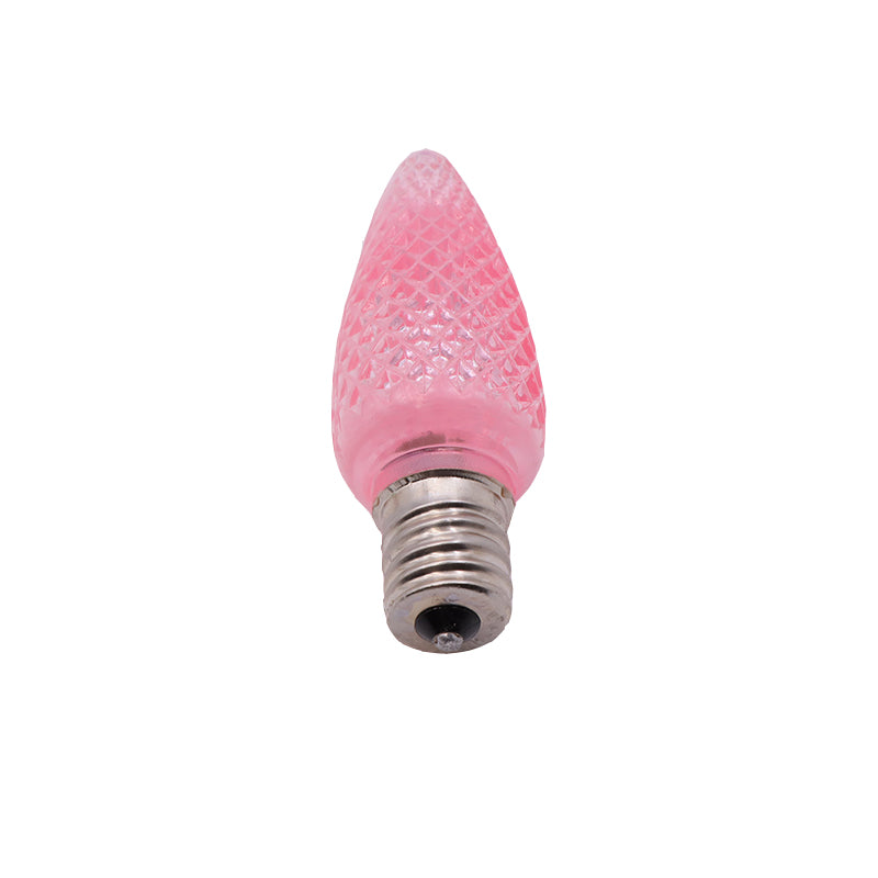 25 Pack C9 LED Replacement Christmas Light Bulb, C9 Shatterproof LED Bulb for Christmas String Light, E17 Intermediate Base, Commercial Grade Bulbs, 5 Diode (LED's-Pink)